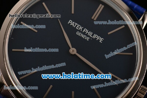 Patek Philippe Calatrava Miyota OS2035 Quartz Steel Case with Blue Dial and Stick Markers - Click Image to Close